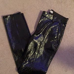 Black leather snake pants